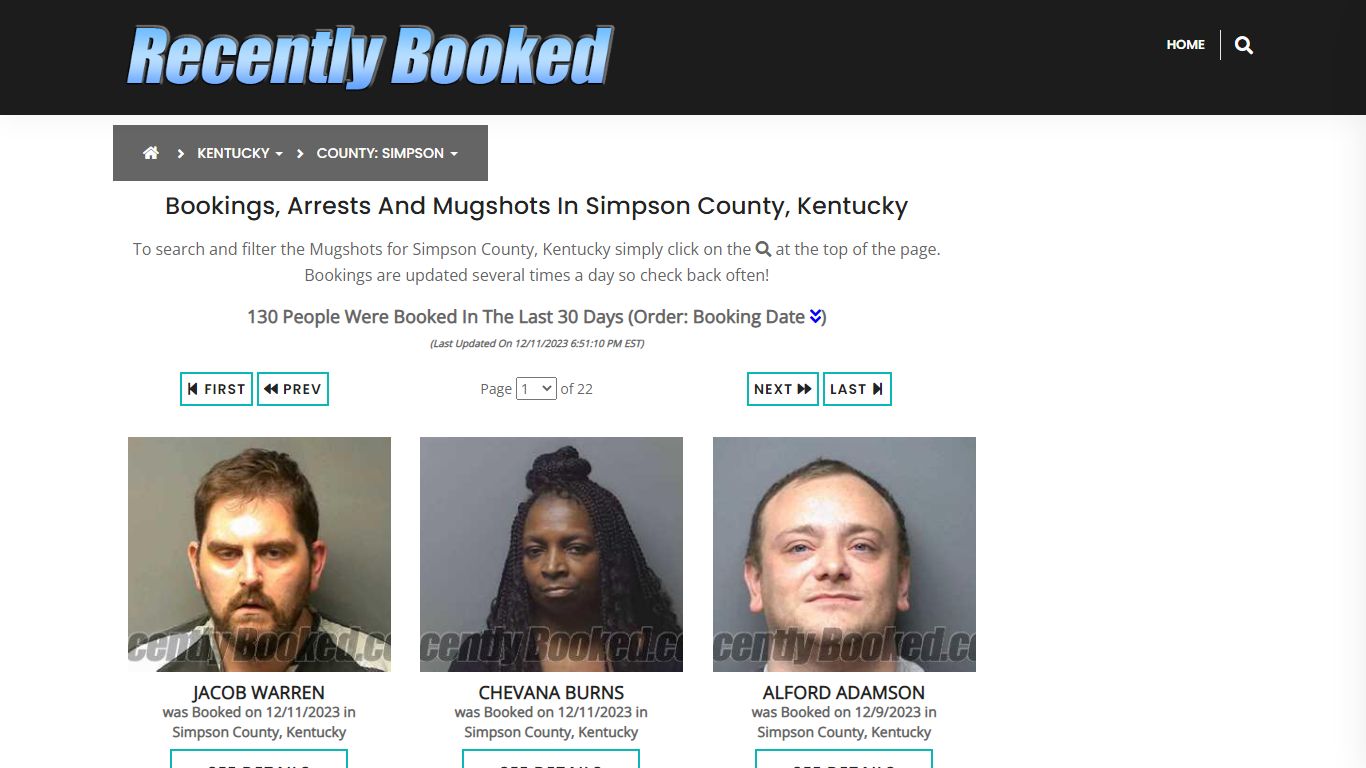 Bookings, Arrests and Mugshots in Simpson County, Kentucky